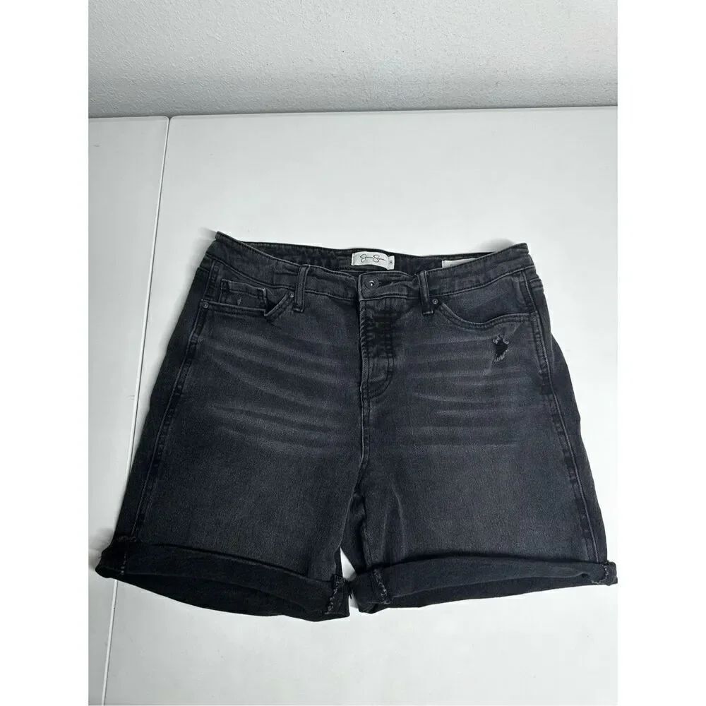 Jessica Simpson Black Denim Flirt Straight Boot Shorts Size 30